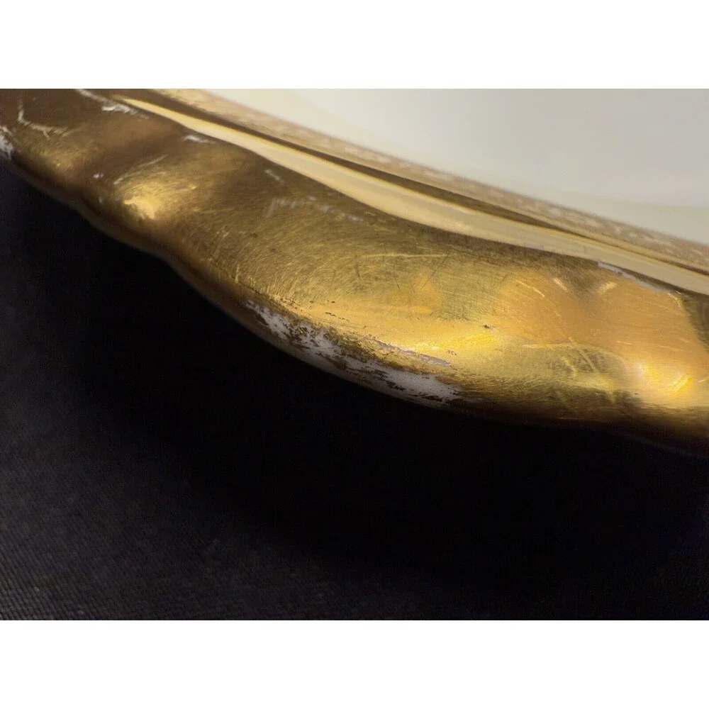 Heinrich & CO Selb Bavaria 16.5” X 11” X 1.25” Oval/octagon Platter Gold Gilding